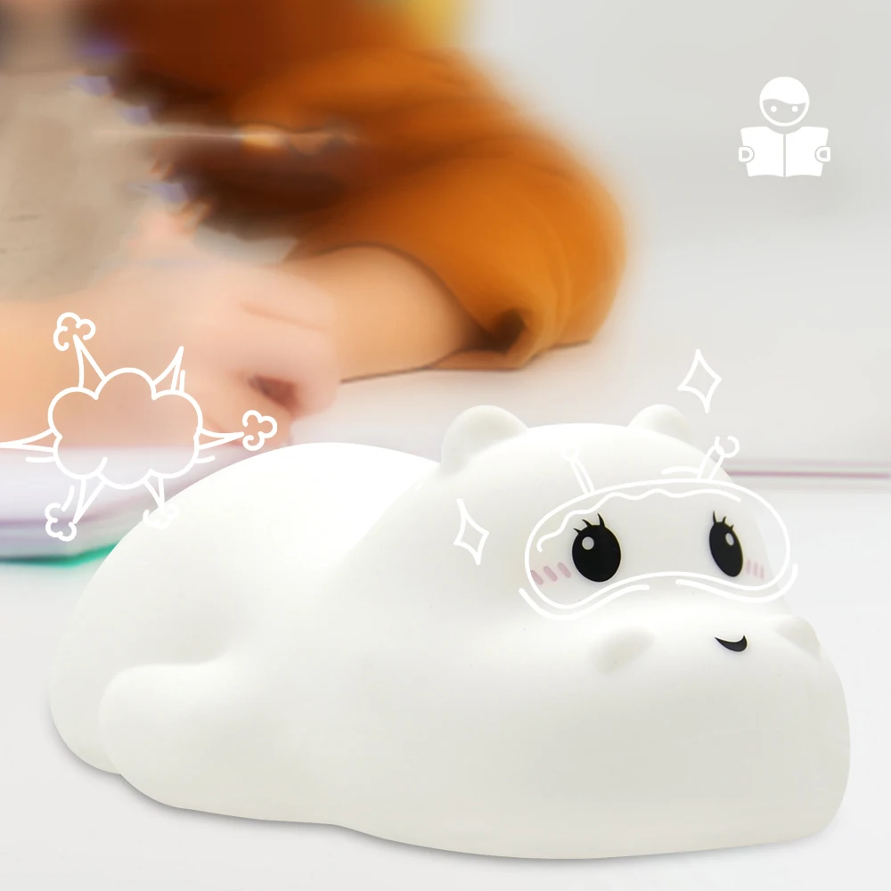 Table Decor Cute LED Pat Lamp Rechargeable Silicone Squishy Toy Lights Dimmable Touch Baby Nursery Night Light for Kids Bedroom