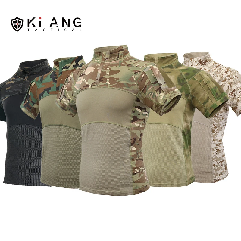 2024 Wholesale Bulk Spring American Style Short Sleeve Tactical Training Camouflage Outdoor Mens Clothing