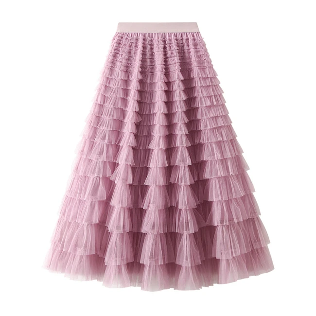 Summer Fashion 2023 Stylish Adult Women Tiered Layered Gauze Tulle Tutu Skirt