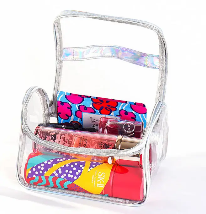Customized PVC Clear Cosmetic Bags Waterproof Portable Makeup Storage Case For Women Large Capacity Transparent Toiletry Bags