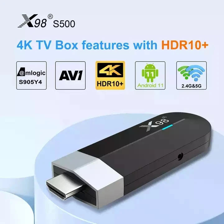 Android 11 TV Box X98S500 S905Y4 New Chip 2G 4G 16G 32G TV Stick Dongle 2.5G+5G Dual WIFI BlueT Smart Set Top Box Media Player