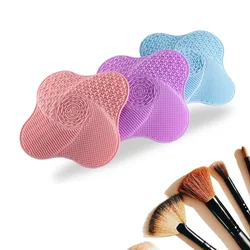 Four Leaf Clover Shape 5 Suction Cups Design Food Grade Silicone Makeup Brush Cleaner Pad Make Up Washing Brush Gel Cleaning Mat
