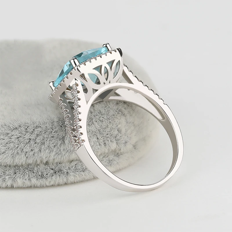 Custom Design Signet Rings Women 925 Sterling Silver Square Fake Blue Sapphire Rings