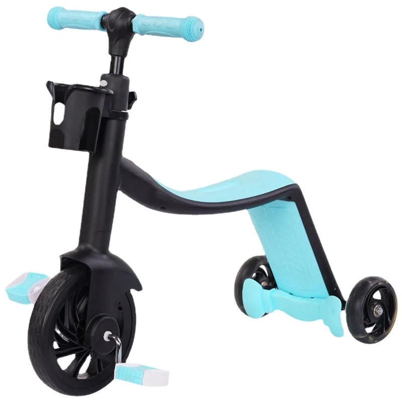 Multi-Functional 3-Wheel Foldable Plastic Scooter for 2-6 Years Old Boys and Girls Rideable Slippery Scooter for Children