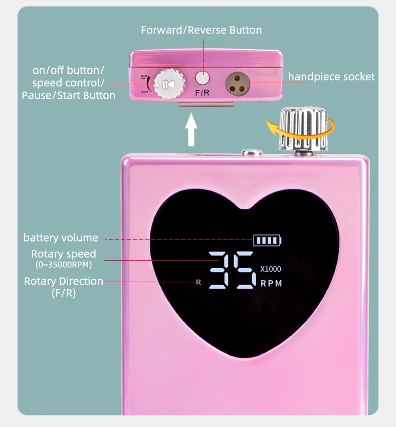 Brushless high power nail drill machine 85W low noise electric cordless drill pen Professional Nail Product for Salon