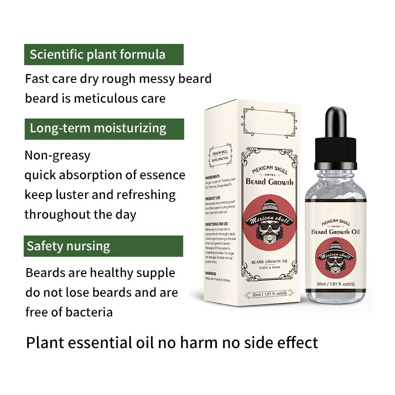 Oem HOT Custom Logo 100% Natural Organic Men Beard Oil Private Label Kit Set Growth Beard Oil