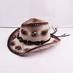 Wholesale Latest Design Custom Panama Straw Hat Unisex Wool Felt Straw Cowboy Hats With Adjustable Sweatband