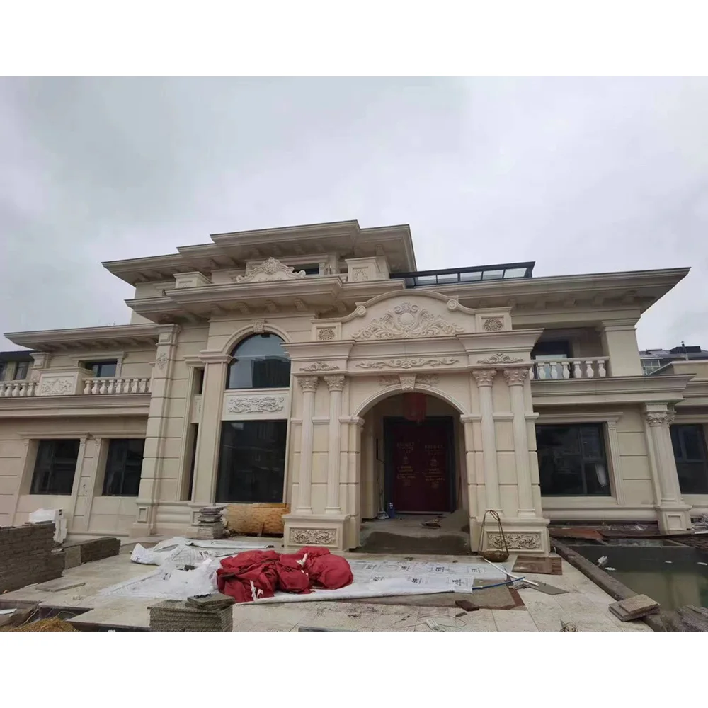 Customized villa house natural white/beige limestone wall cladding