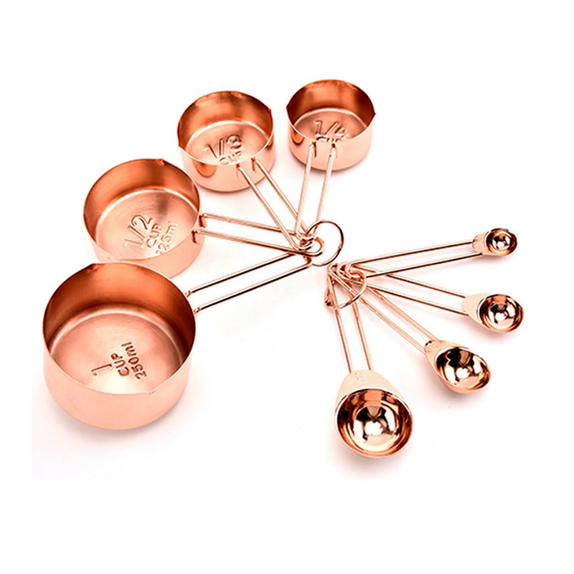 Gold and Rose Gold Color Stainless Steel Measuring Cups Measuring Spoons 8pcs Set