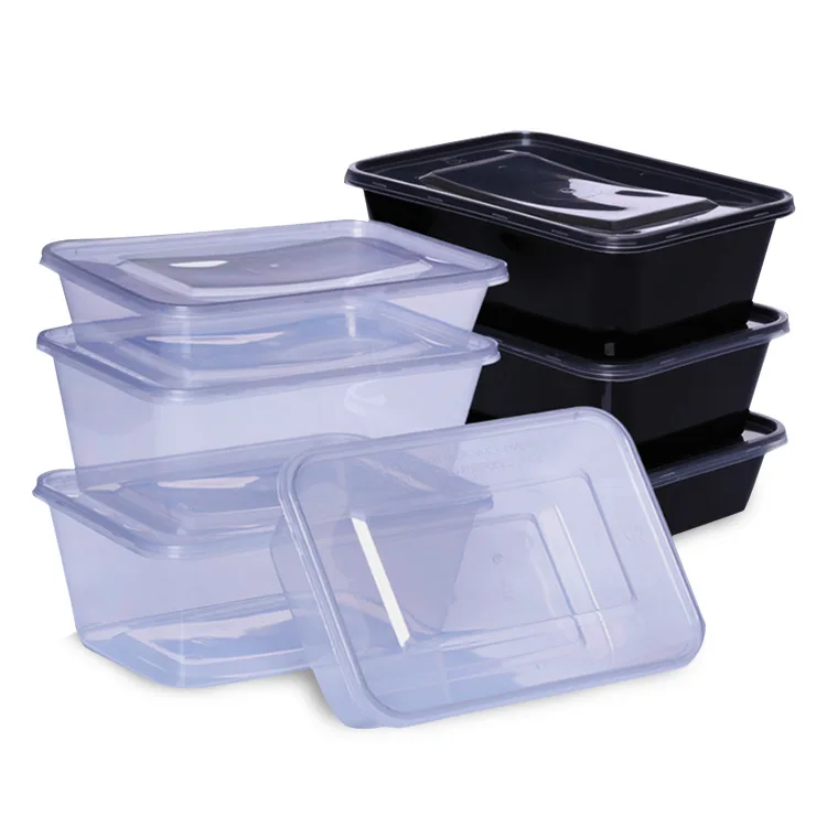 rectangle takeaway food lunch box PP plastic disposable food containers with clear lid