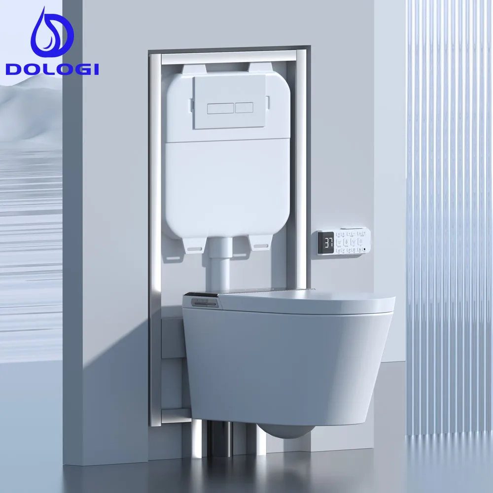 DOLOGI Wall Mounted Smart Toilet with Dual Flush Egg Shape and Automated Features  Space Saving Design for Middle Eastern Luxury
