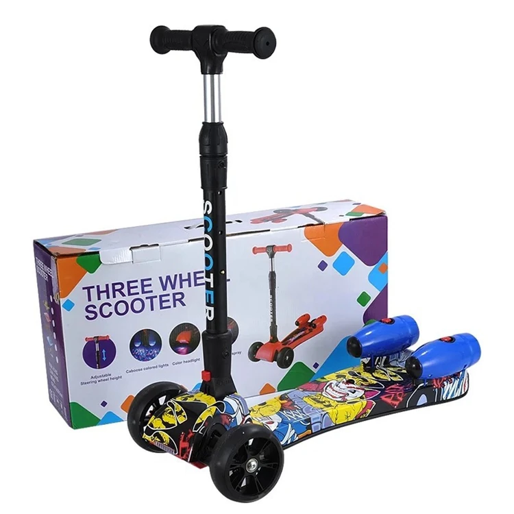 Wholesale Quality Folding 3 Wheel Adjustable Balance Electric Kids Kick Scooter Spray Scooters With Led Lights