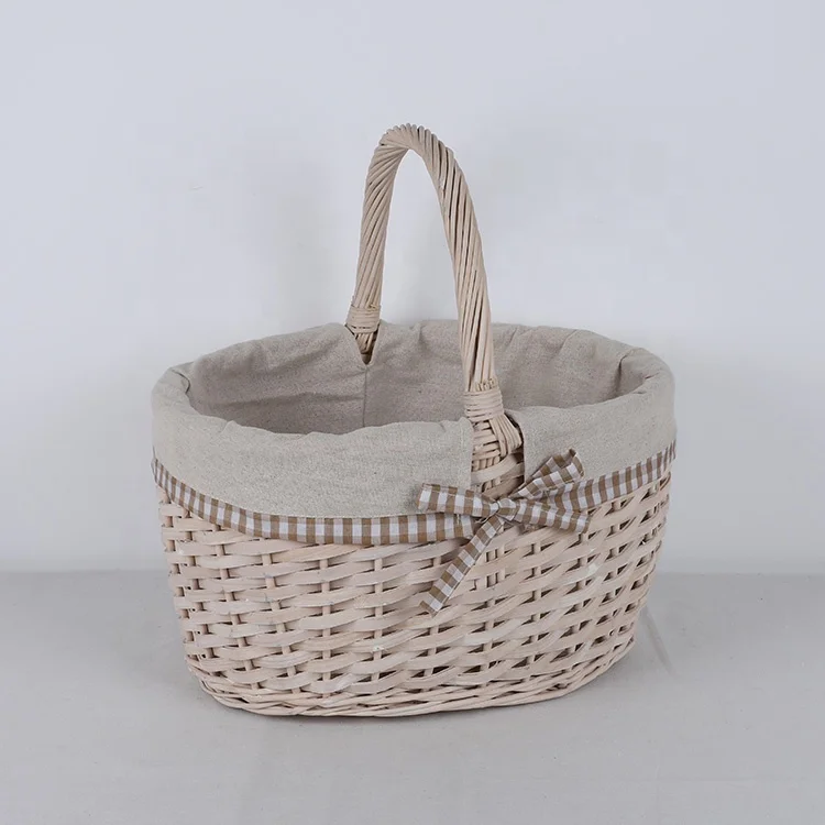 Full wicker artificial flower baskets willow storage baskets with lining fabulous containers for home deco