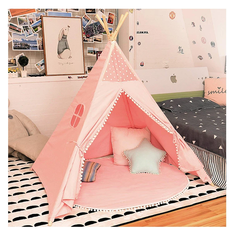 Customize Wooden  Princess Toddler Children Indoor Indian Kids Play Teepee Tent For Painting