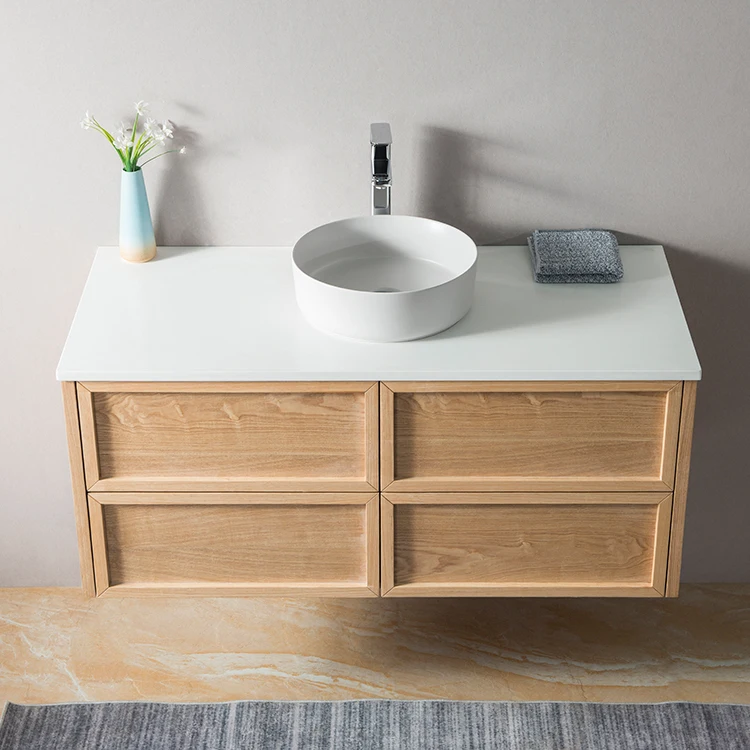 Luxury wall mounted hotel bathroom vanity furniture