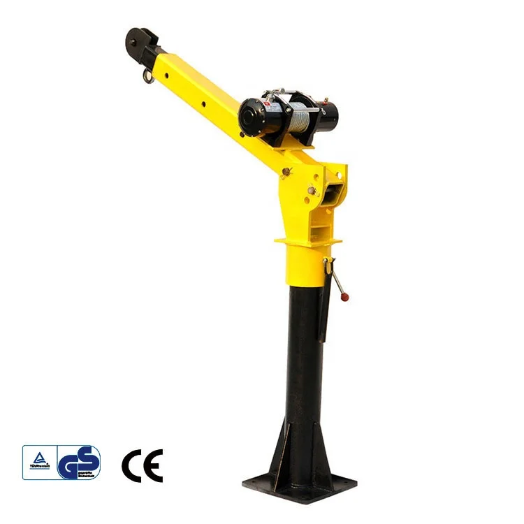 2000 LBS Swivel Base Hydraulic Engine Hoist Foldable Davit Crane fits Pickup Truck crane with Removable Base 1000kg 24V 14M