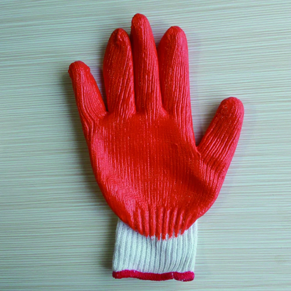 Hot Selling Anti-slip Thicken Cotton Knit Orange Latex Coated Gloves