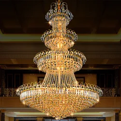 90cm stairway lighting led k9 modern luxury murano Gold four-layer crystal chandelier