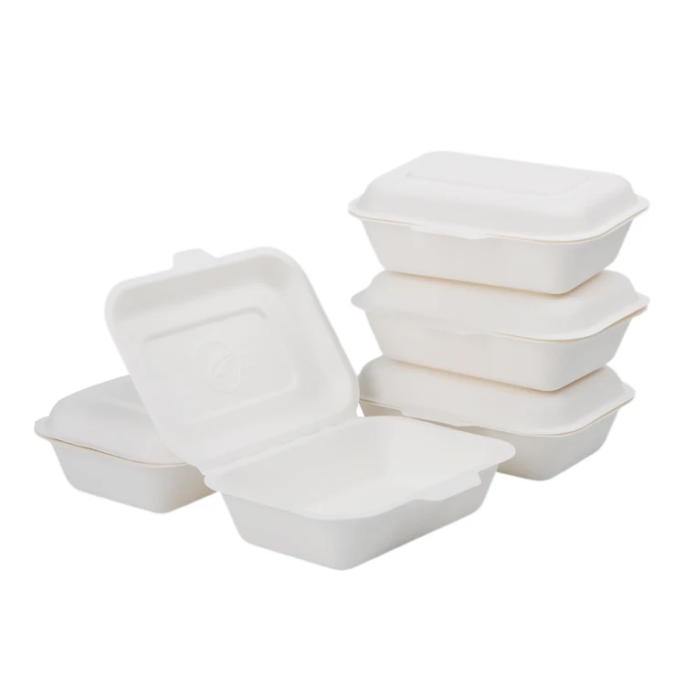 wholesale biodegradable bagasse pulp food containers to go boxes restaurant disposable lunch box takeaway food packaging box