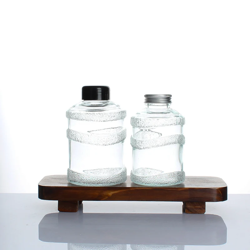 Wholesale 350ml 500ml milk glass bottle glass juice bottle beverage bottles with lids