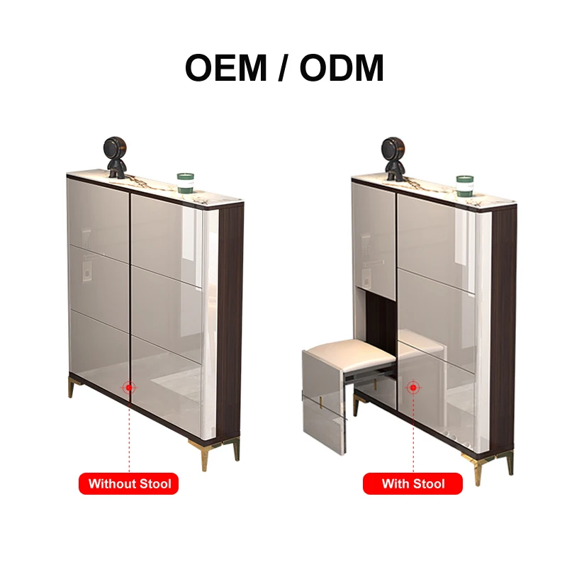 Luxury modern furniture Shoe cupboard wooden ultra thin shoes cabinet large storage for home mdf shoe racks with seat
