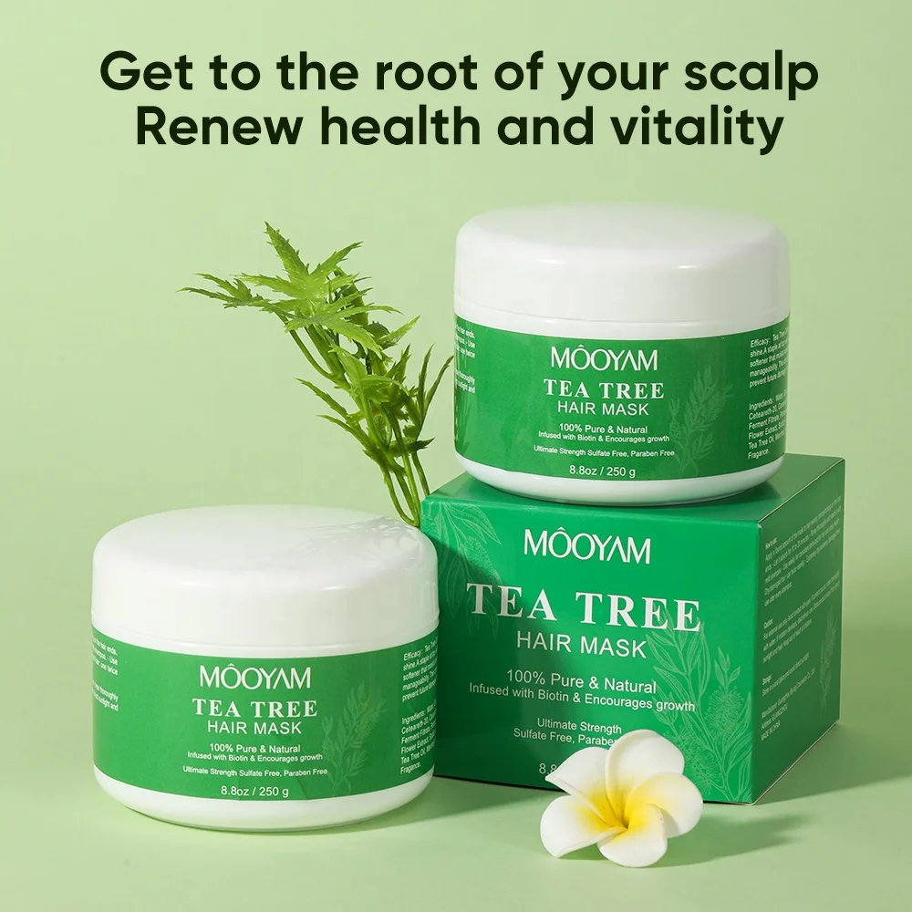 Private Label Deep Conditioner 100% Organic Tea Tree Hair Mask For Treatment Dry or Damaged Hair Keratin Hair Mask