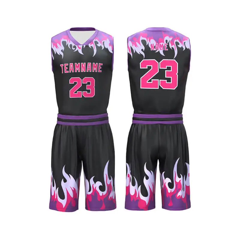 Sublimation Team Training Jersey Set Men Blank Black Custom Logo Basketball Uniform Wholesale