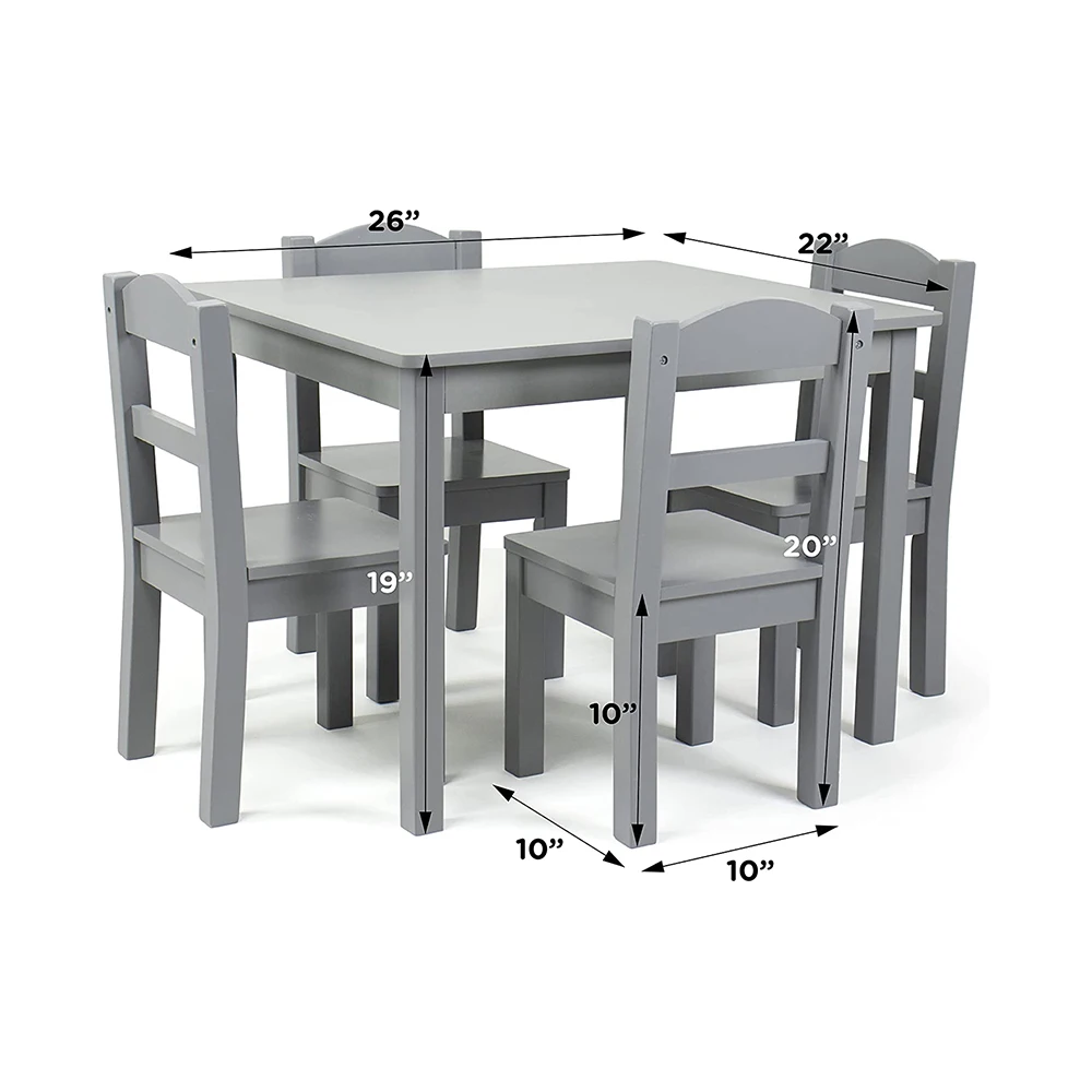 Kids Wood Table and Chair Set Modern Table and 4 Chair Set Children Furniture