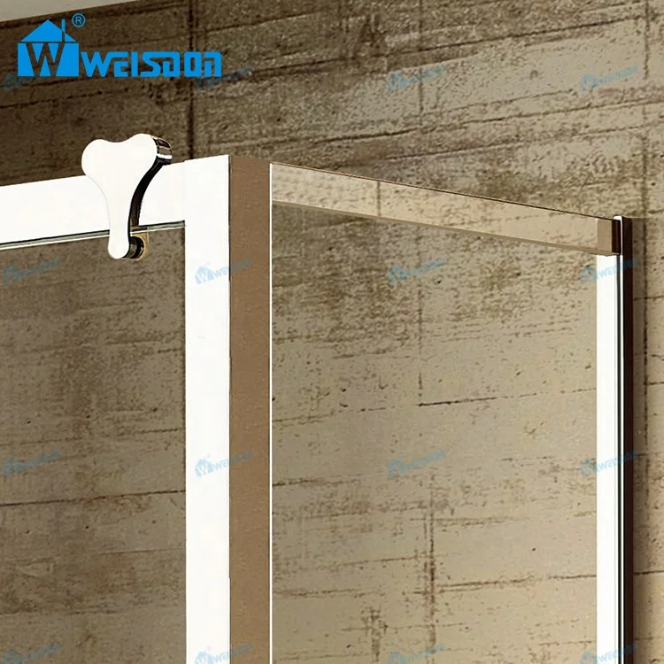 Factory Direct Stainless Steel Framed Corner Double Sliding Tempered Glass Bathroom Shower Door