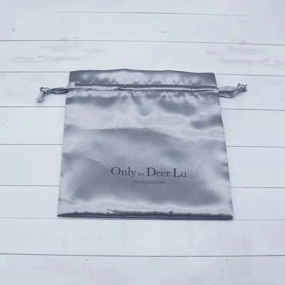 New Hair silk pouch satin drawstring bag with custom design
