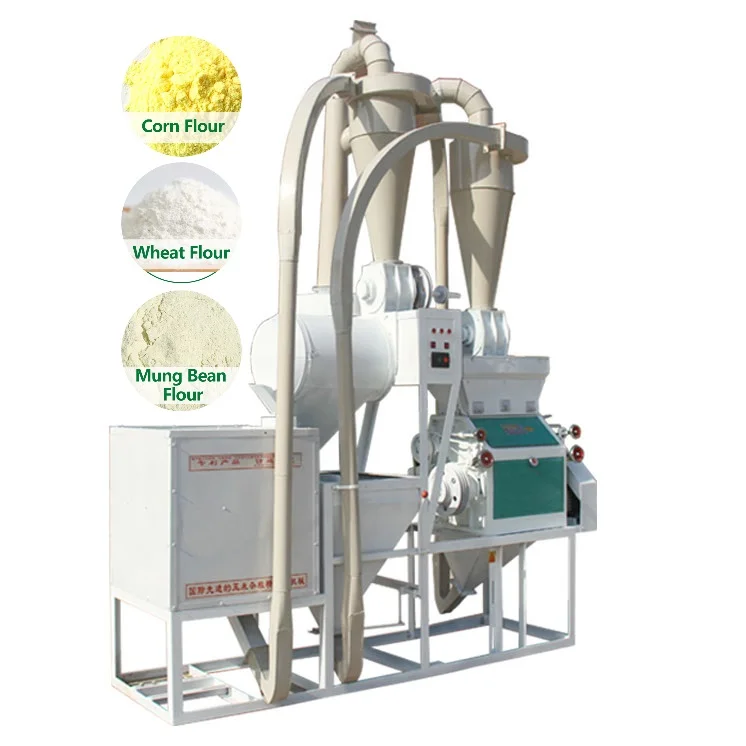 Grain grinder corn maize rice wheat soybean bean and peas flour combined crushing and roller mill machine