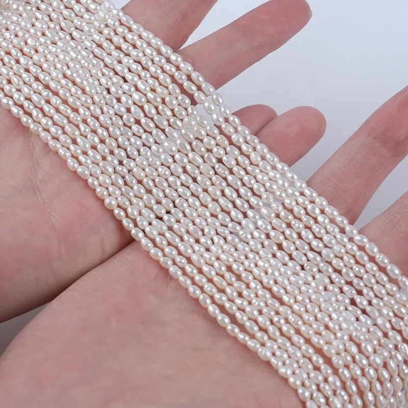 2 5-3 мм натуральный белый цвет рисовый жемчуг нить свободный пресноводный бусины