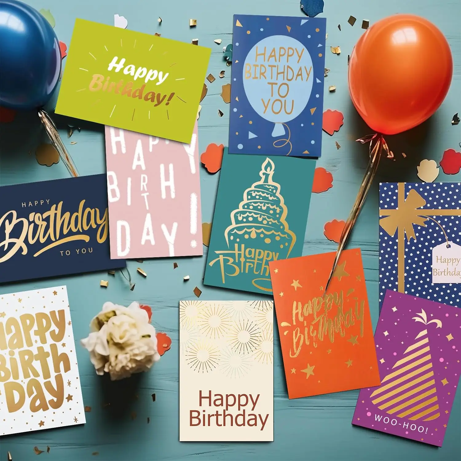 Happy Birthday Cards Bulk Box Set with Envelopes Assorted Boxed Blank Happy Birthday Greeting Cards for Kids Adults