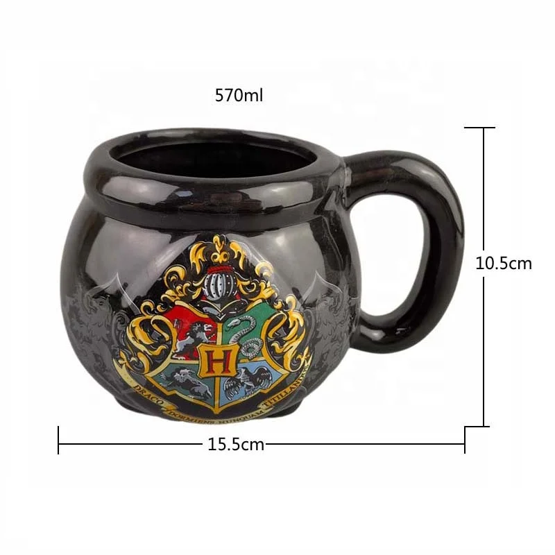 Hot Sale Witch Coffee Mug Novelty Harry 3D Ceramic Mugs Promotional gifts Custom Hogwarts College Crest Cauldron Mug