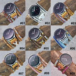 Bohemia Handmade Tube Emperor Natural Stone Beads Braided Leather Wrap, Chakra Bracelet For Samsung Watch 22mm