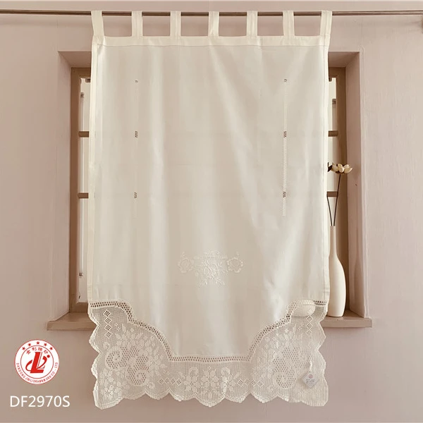 classic  cream Polyester  cotton hand made drawn thread work embroidery curtain