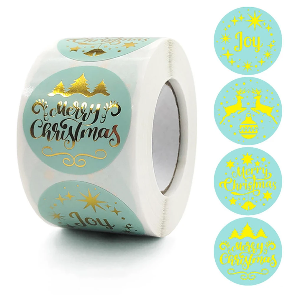Printing Christmas Gold Foil Hot Press Packaging Label Sheets Custom Business Logo Waterproof Vinyl Adhesive Stickers Labels