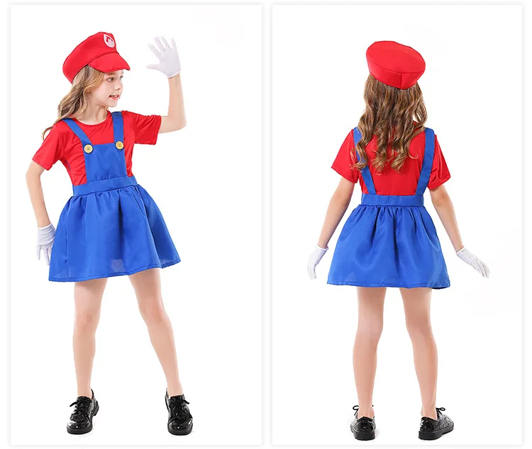 Super Costume Mario Bros Unisex Adult Kids Outfit Cosplay Fancy Dress Costume