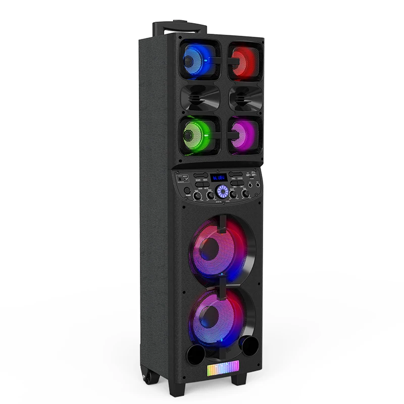 Manufacturer 6.5 inch Outdoor Portable Wireless Big Power Rechargeable Dual Double Subwoofer BT Speaker Party Speaker