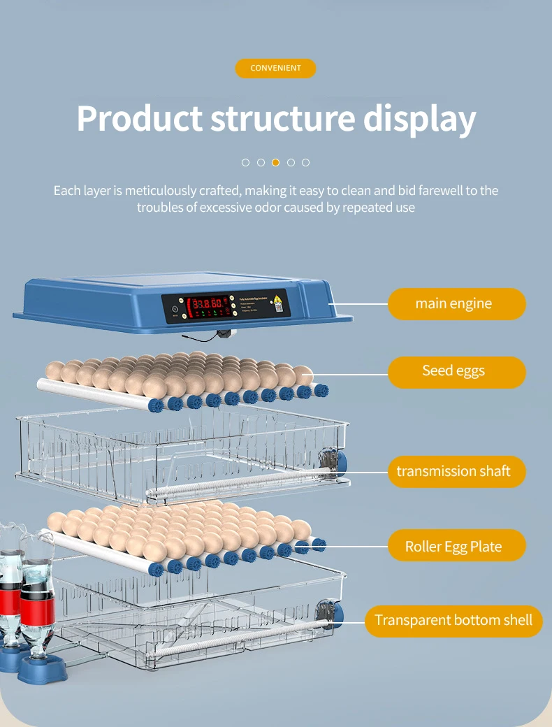 High Quality 24-500 Fully Automatic Chicken Egg Incubator and Hatcher PC Tray Material egg incubators for chickens