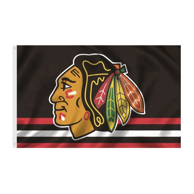 Индивидуальный спортивный клуб цифровая печать 100% полиэстер 3*5 футов Chicago Blackhawks хоккей на льду NHL флаг команды