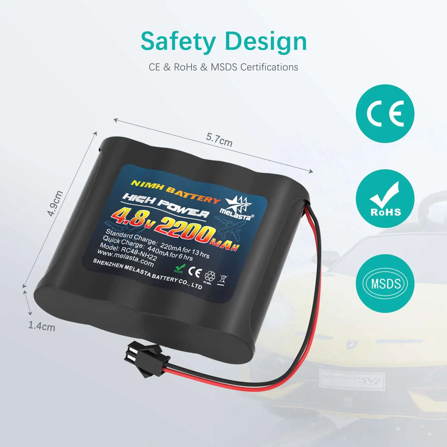 4.8V 2200mAh LiPo Pack Battery for Airsoft Guns, RC Models, and Hobby  For Rc Helicopter Rc Boat Rc aircraft Rc Aeroplane