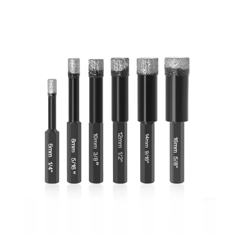 Dry Hex Shank Vacuum Brazed Diamond Drill Core Diamond Drill Bit Set Diamond Core Drill Bit