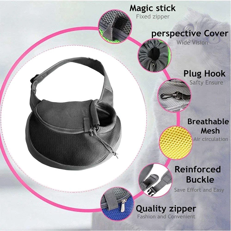 Custom Pet Dog Sling Carrier Breathable Mesh Travel Safe Sling Bag Carrier For Dogs Cats