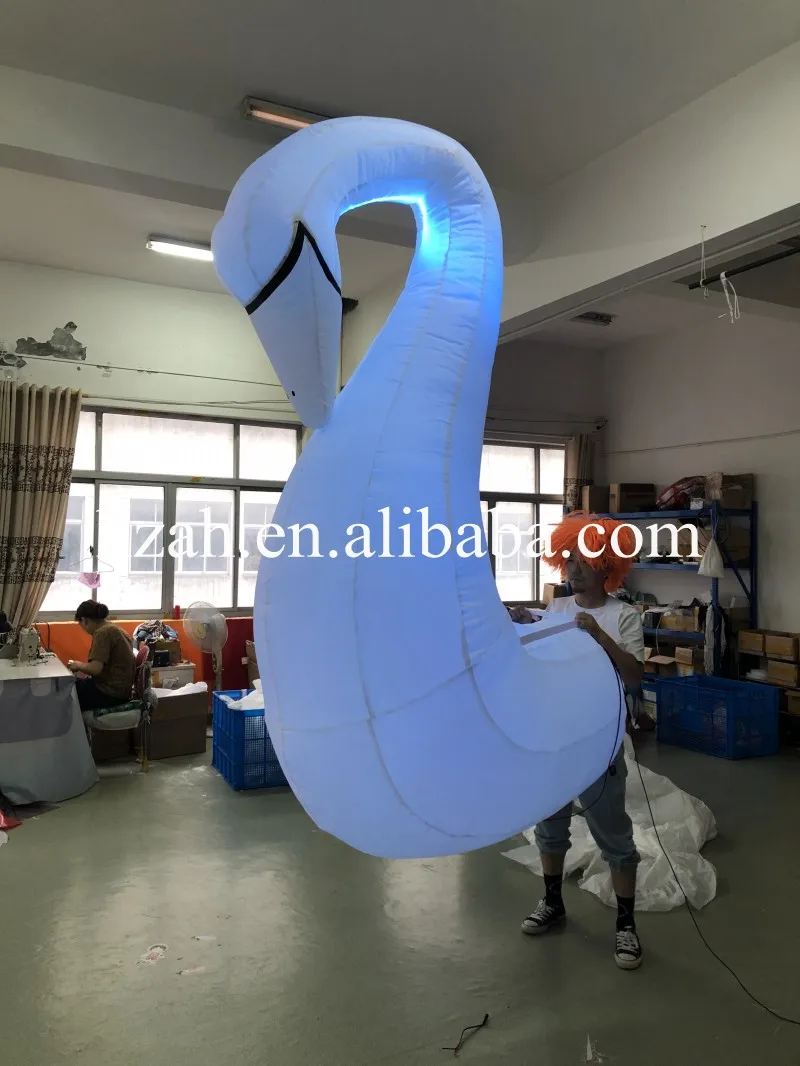 White Inflatable LED Walking Swan Costume for Carnival Parade Performance