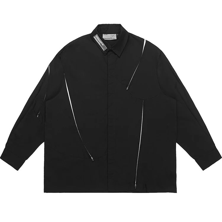 Spring autumn fashion pattern cotton streetwear custom slim fit button unisex long sleeve oversize shirt men