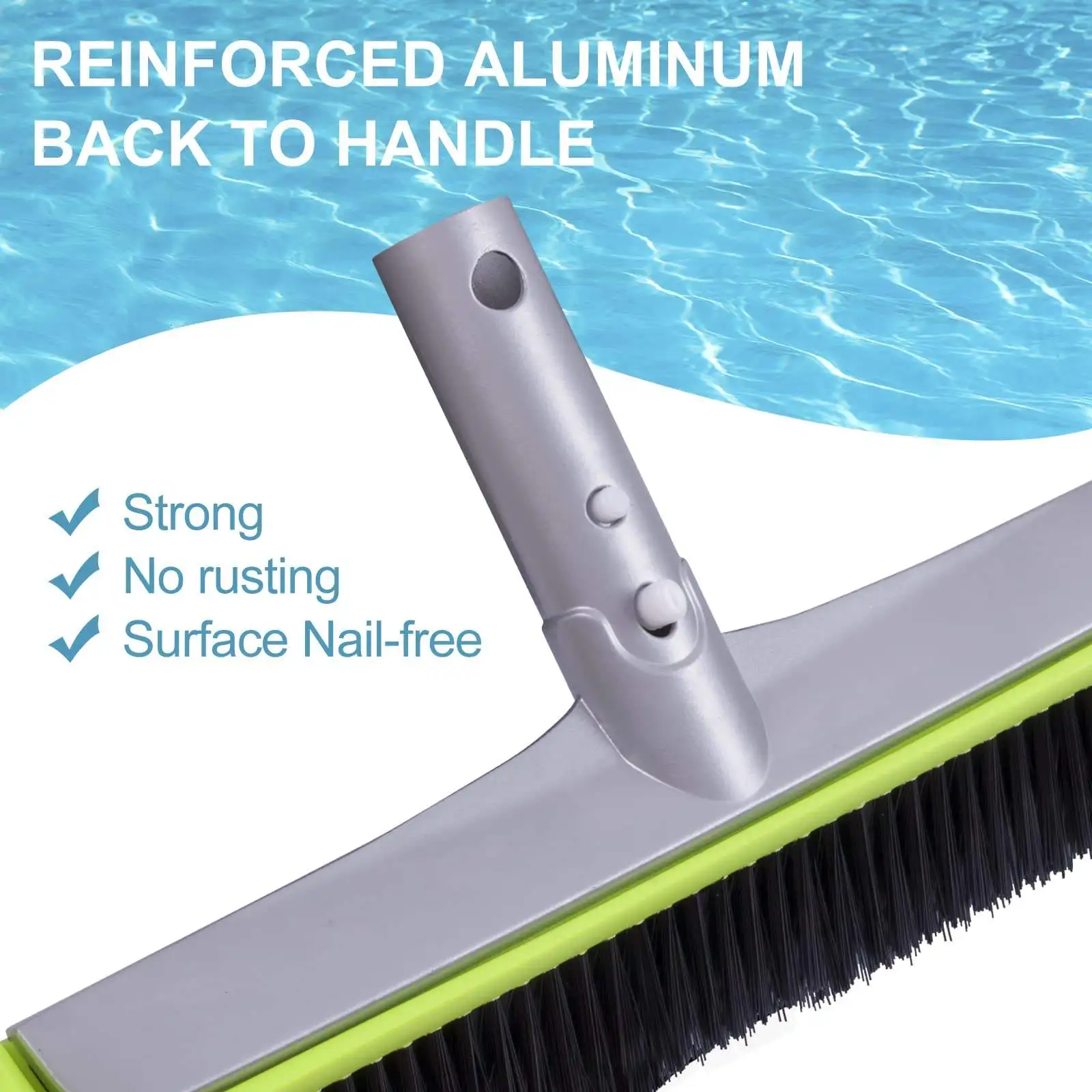 Swimming Pool Cleaning Brush Head Piscina Nylon 360 Degree Round Pool Wall Brush Aluminum Back for Cleaning