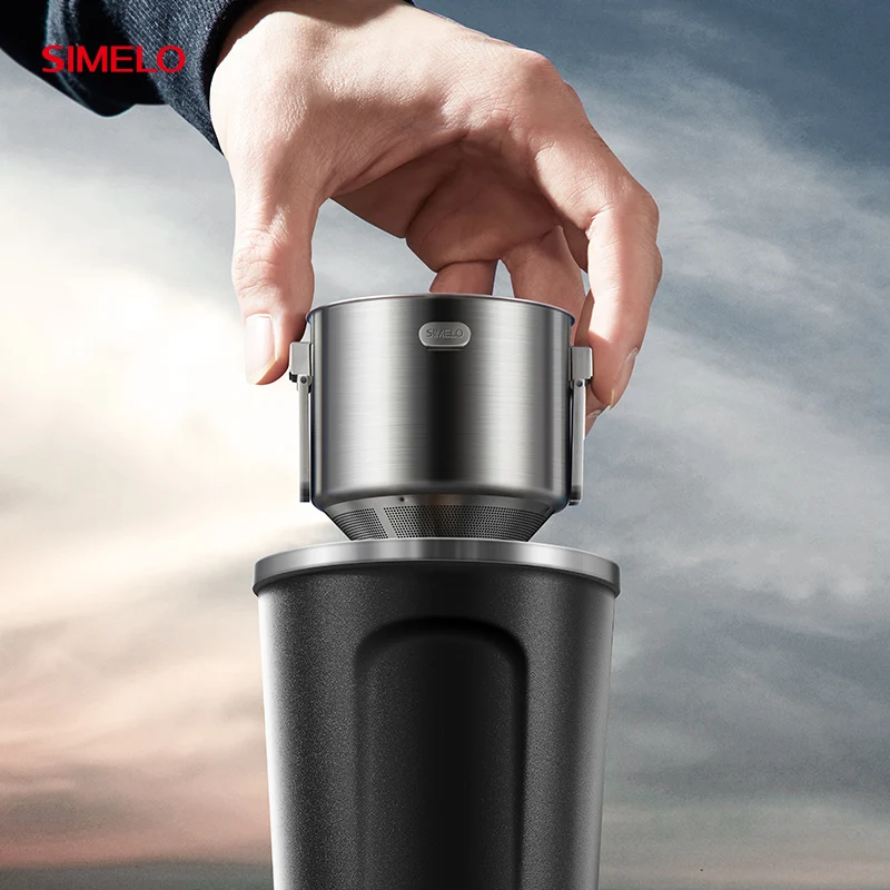 SIMELO superior quality Reusable Easy to clean 304 All Stainless Steel Double layer filter screen Foldable cone Coffee Filter
