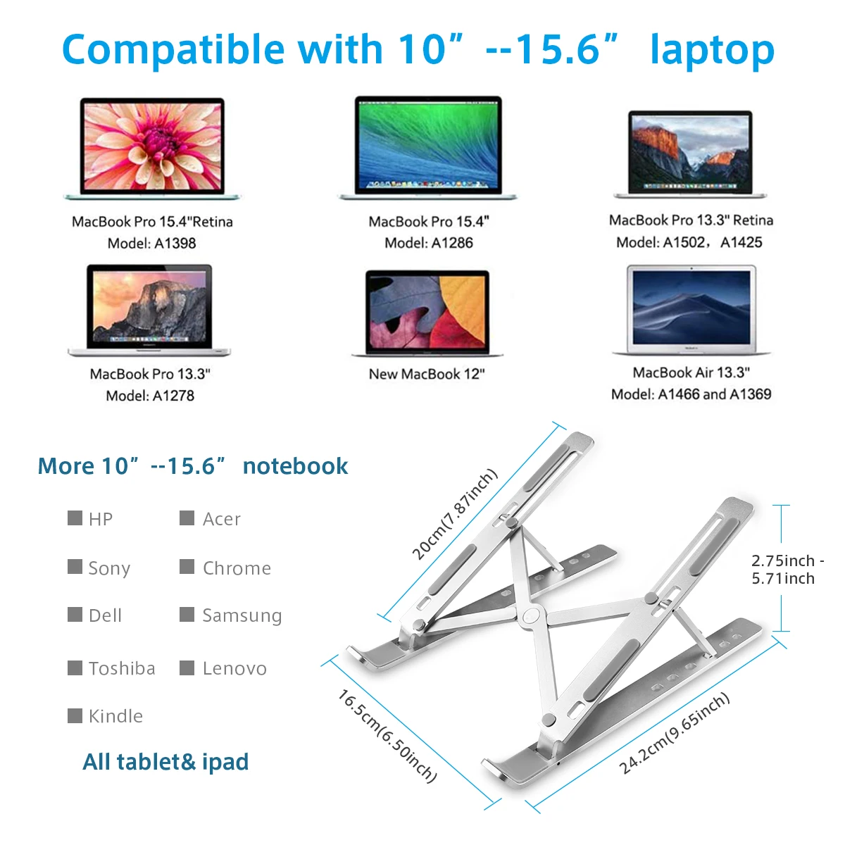 hot sell aluminum alloy laptop stand adjustable foldable desktop stand for home school office