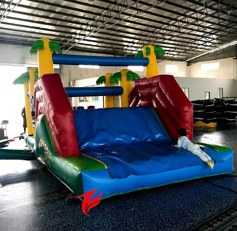 Super Zoo Inflatable Slide with Obstacle Course & Bounce Animals Giant Pool Toy for Amusement Jumping Castle for Sale Rental